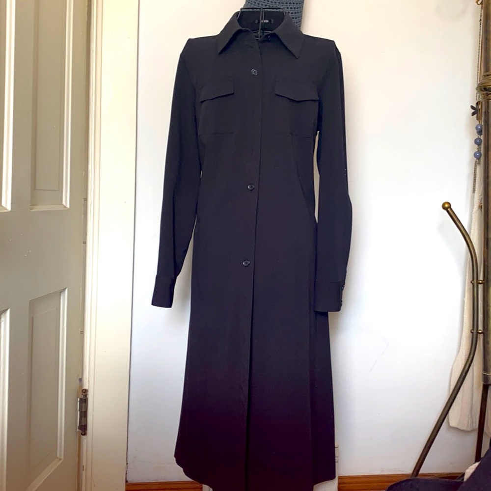 Like new! Black long sleeve button up dress/light overcoat